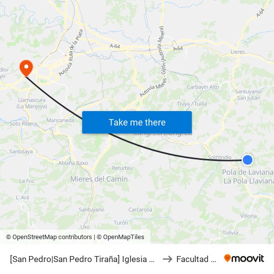 [San Pedro|San Pedro Tiraña]  Iglesia San Pedro De Tiraña [Cta 01358] to Facultad De Biología map