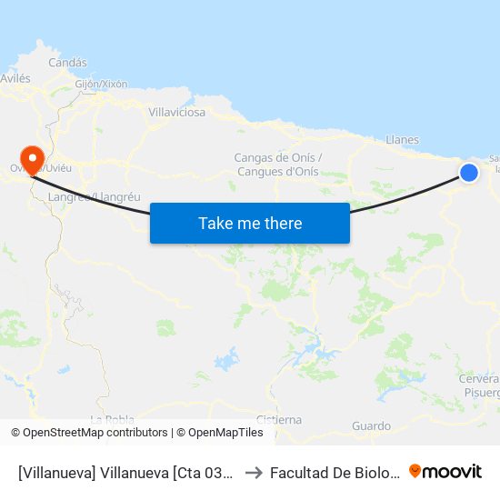 [Villanueva]  Villanueva [Cta 03667] to Facultad De Biología map