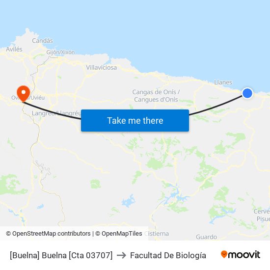 [Buelna]  Buelna [Cta 03707] to Facultad De Biología map