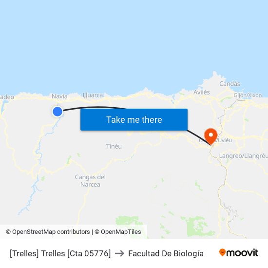 [Trelles]  Trelles [Cta 05776] to Facultad De Biología map