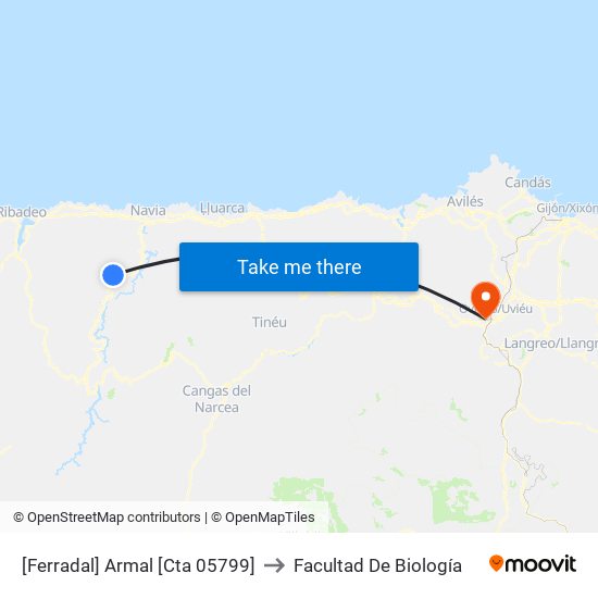 [Ferradal]  Armal [Cta 05799] to Facultad De Biología map