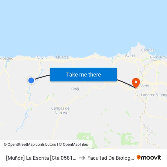 [Muñón]  La Escrita [Cta 05812] to Facultad De Biología map
