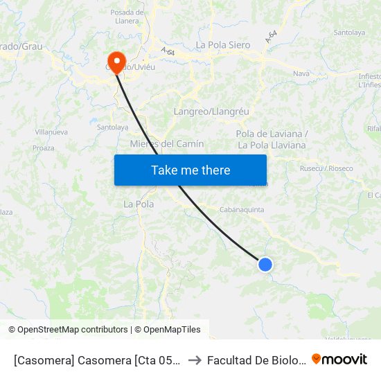 [Casomera]  Casomera [Cta 05876] to Facultad De Biología map