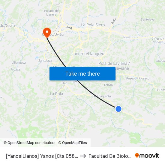 [Yanos|Llanos]  Yanos [Cta 05889] to Facultad De Biología map