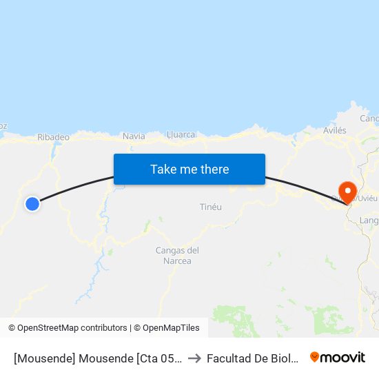 [Mousende]  Mousende [Cta 05910] to Facultad De Biología map