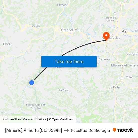 [Almurfe]  Almurfe [Cta 05992] to Facultad De Biología map
