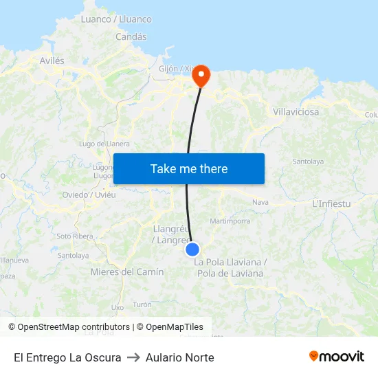 El Entrego La Oscura to Aulario Norte map
