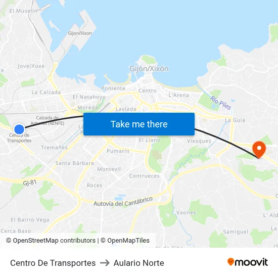 Centro De Transportes to Aulario Norte map