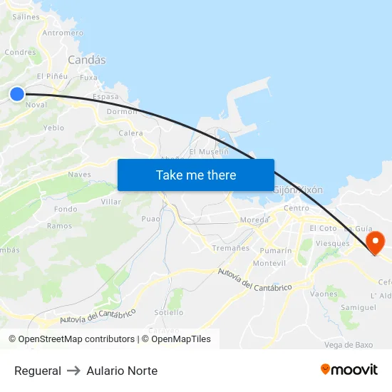 Regueral to Aulario Norte map