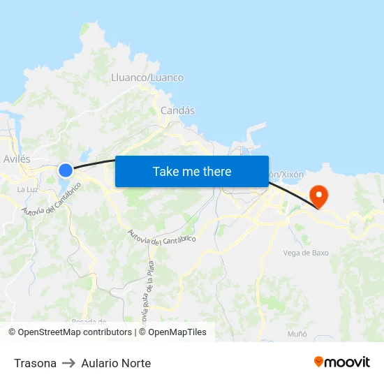 Trasona to Aulario Norte map