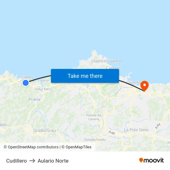 Cudillero to Aulario Norte map