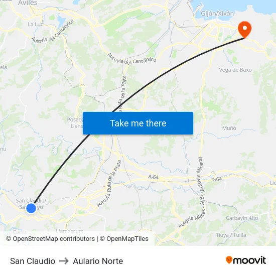 San Claudio to Aulario Norte map