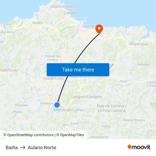Baiña to Aulario Norte map