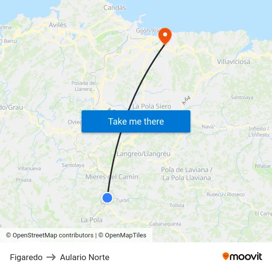 Figaredo to Aulario Norte map