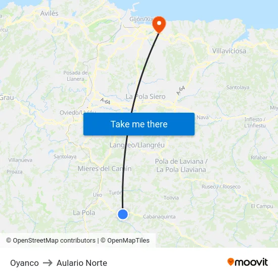Oyanco to Aulario Norte map