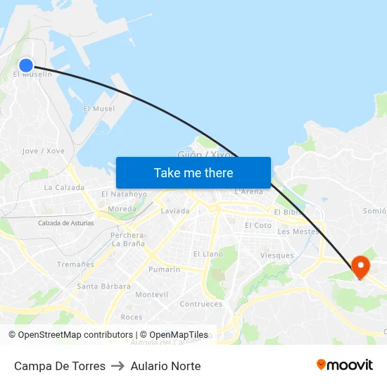 Campa De Torres to Aulario Norte map