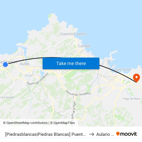 [Piedrasblancas|Piedras Blancas]  Puente Martín [Cta 18199] to Aulario Norte map