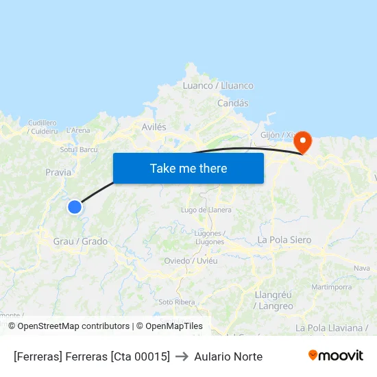 [Ferreras]  Ferreras [Cta 00015] to Aulario Norte map