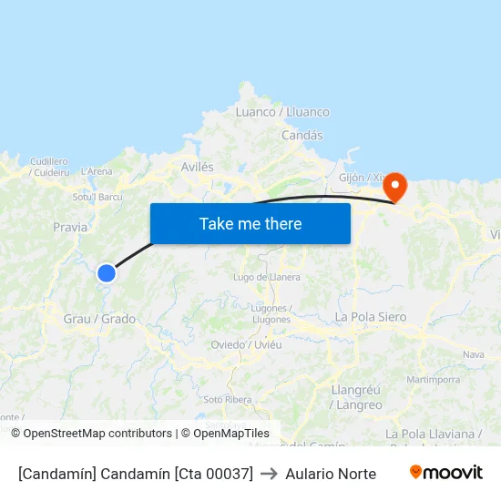 [Candamín]  Candamín [Cta 00037] to Aulario Norte map