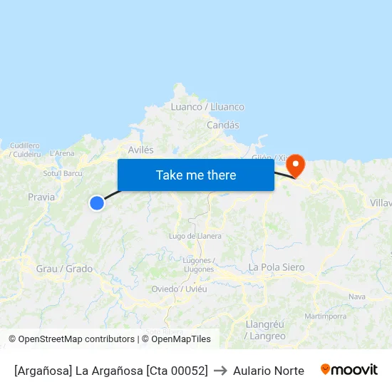 [Argañosa]  La Argañosa [Cta 00052] to Aulario Norte map