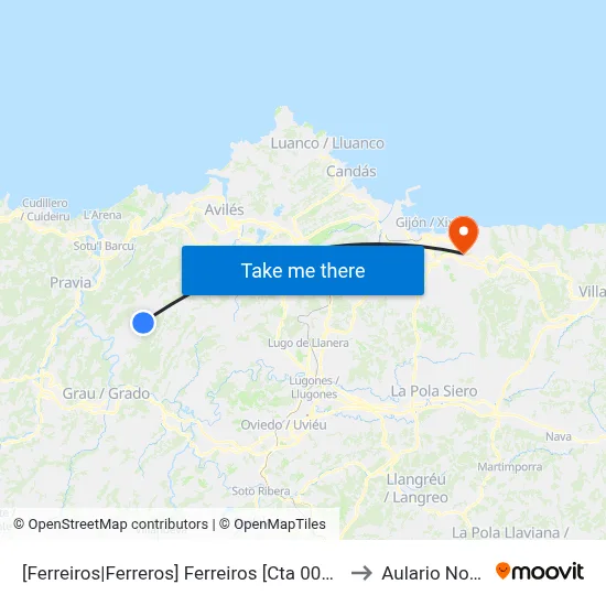 [Ferreiros|Ferreros]  Ferreiros [Cta 00087] to Aulario Norte map