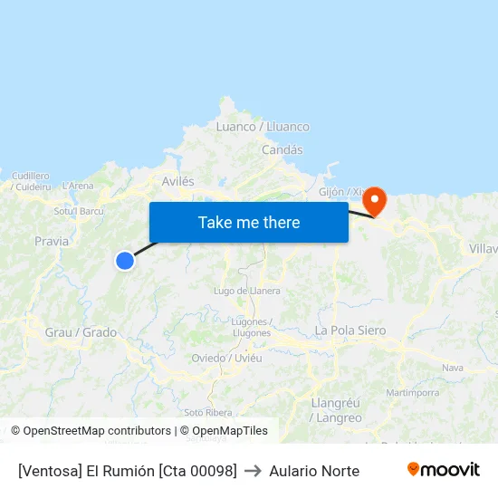 [Ventosa]  El Rumión [Cta 00098] to Aulario Norte map