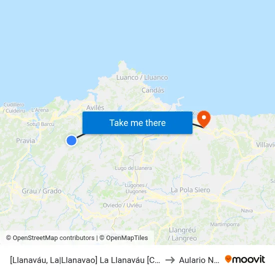[Llanaváu, La|Llanavao]  La Llanaváu [Cta 00107] to Aulario Norte map