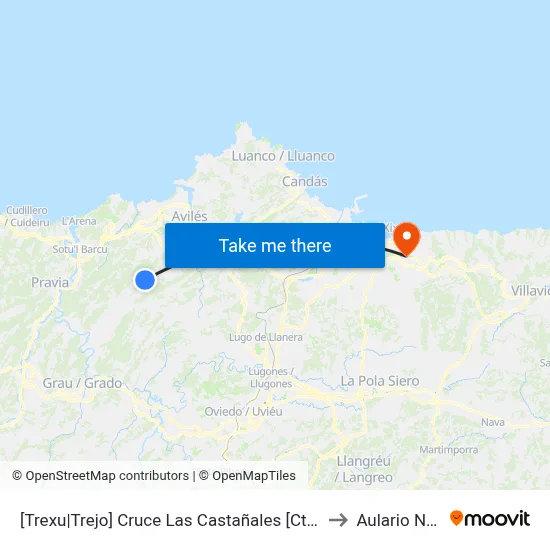 [Trexu|Trejo]  Cruce Las Castañales [Cta 00109] to Aulario Norte map