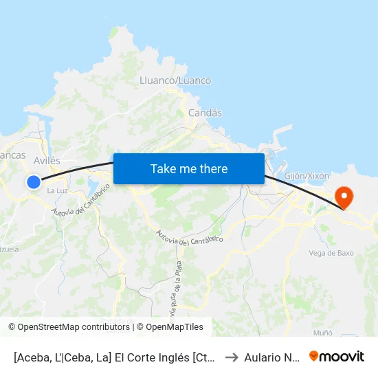 [Aceba, L'|Ceba, La]  El Corte Inglés [Cta 00139] to Aulario Norte map