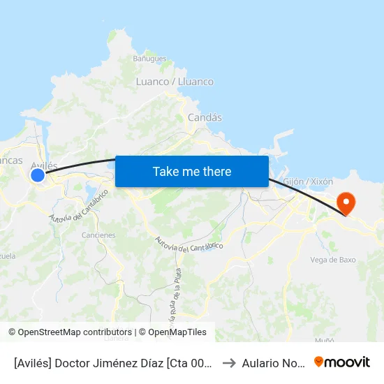 [Avilés]  Doctor Jiménez Díaz [Cta 00148] to Aulario Norte map