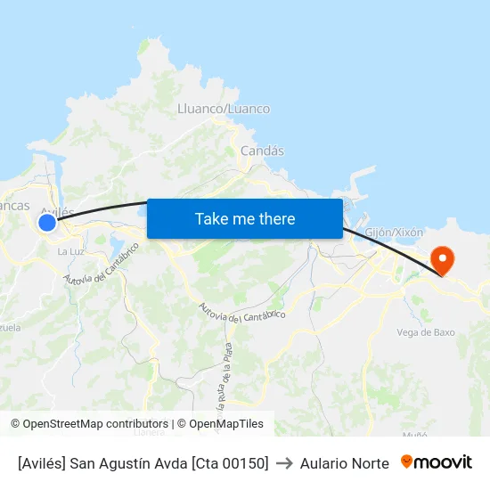 [Avilés]  San Agustín Avda [Cta 00150] to Aulario Norte map