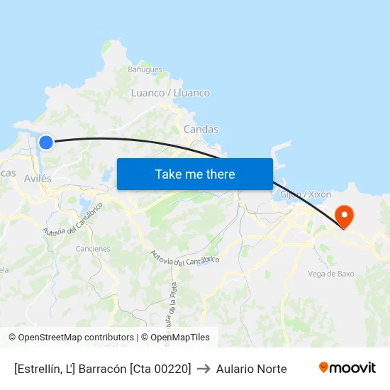[Estrellín, L']  Barracón [Cta 00220] to Aulario Norte map