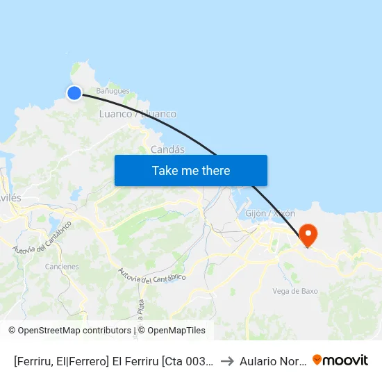 [Ferriru, El|Ferrero]  El Ferriru [Cta 00321] to Aulario Norte map
