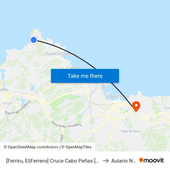 [Ferriru, El|Ferrero]  Cruce Cabo Peñas [Cta 00322] to Aulario Norte map