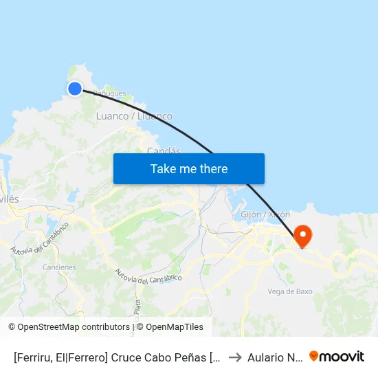 [Ferriru, El|Ferrero]  Cruce Cabo Peñas [Cta 00323] to Aulario Norte map