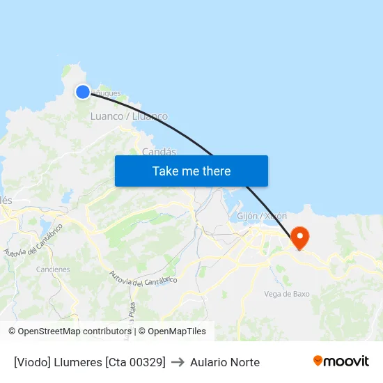 [Viodo]  Llumeres [Cta 00329] to Aulario Norte map