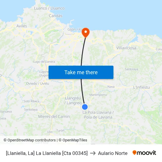 [Llaniella, La]  La Llaniella [Cta 00345] to Aulario Norte map