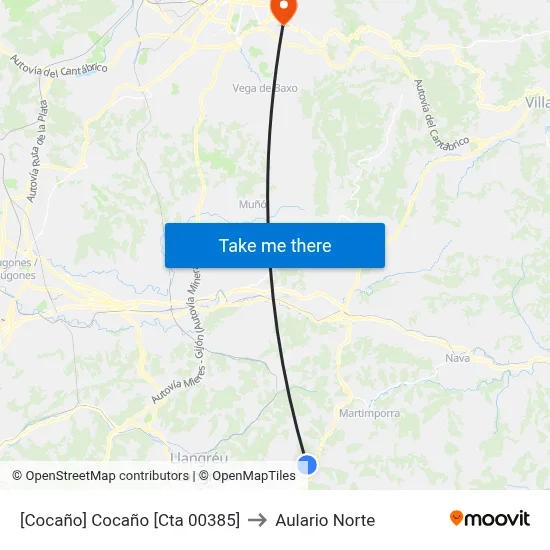 [Cocaño]  Cocaño [Cta 00385] to Aulario Norte map