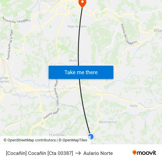 [Cocañín]  Cocañín [Cta 00387] to Aulario Norte map
