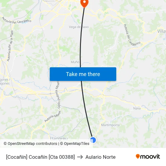 [Cocañín]  Cocañín [Cta 00388] to Aulario Norte map