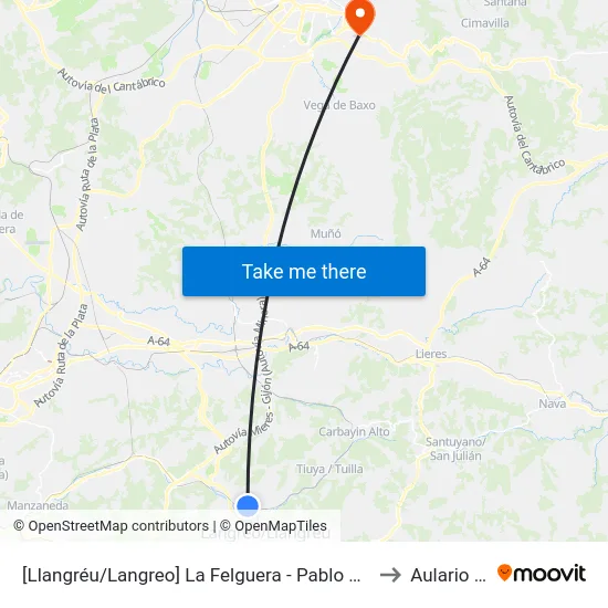 [Llangréu/Langreo]  La Felguera - Pablo Picasso [Cta 00413] to Aulario Norte map