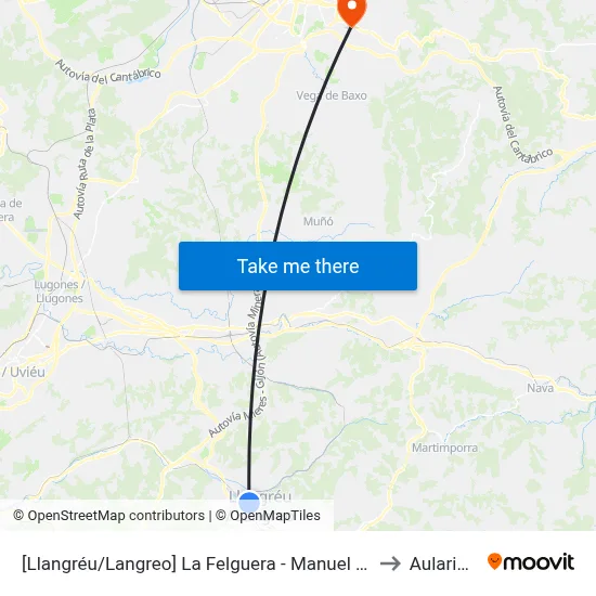 [Llangréu/Langreo]  La Felguera - Manuel Suárez García [Cta 00420] to Aulario Norte map