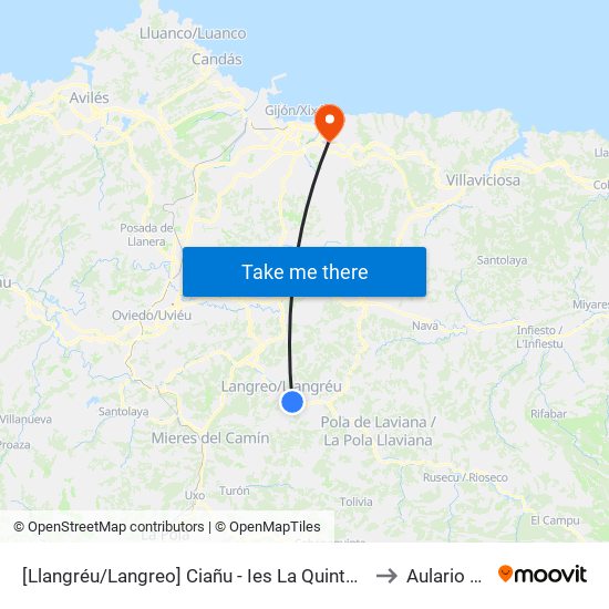 [Llangréu/Langreo]  Ciañu - Ies La Quintana [Cta 00428] to Aulario Norte map