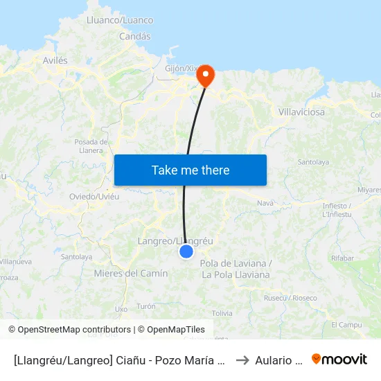 [Llangréu/Langreo]  Ciañu - Pozo María Luisa [Cta 00430] to Aulario Norte map