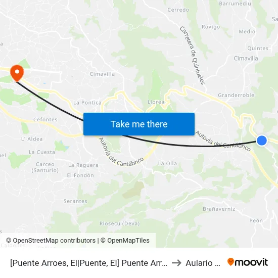 [Puente Arroes, El|Puente, El]  Puente Arroes [Cta 00513] to Aulario Norte map