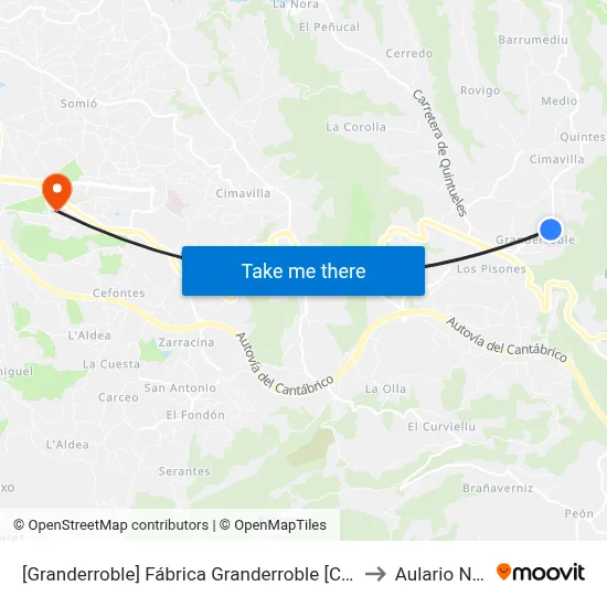[Granderroble]  Fábrica Granderroble [Cta 00522] to Aulario Norte map