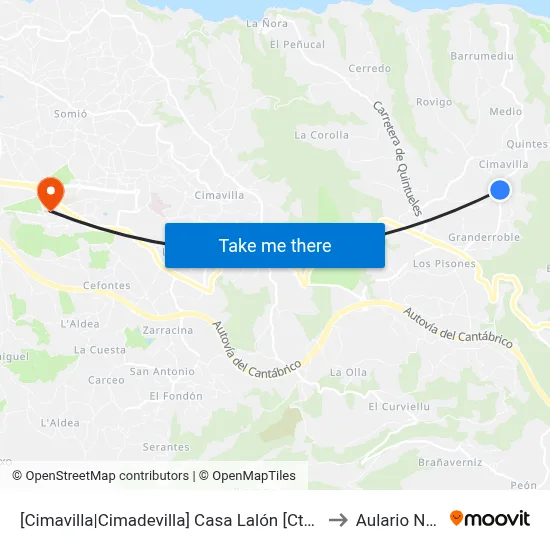 [Cimavilla|Cimadevilla]  Casa Lalón [Cta 00525] to Aulario Norte map