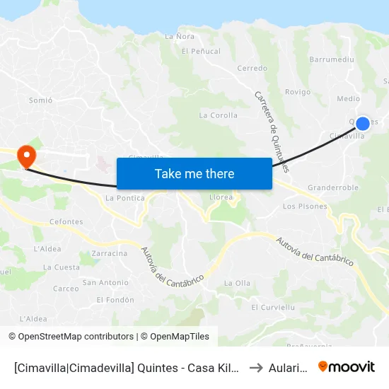 [Cimavilla|Cimadevilla]  Quintes - Casa Kilo - Las Palmeras [Cta 00529] to Aulario Norte map