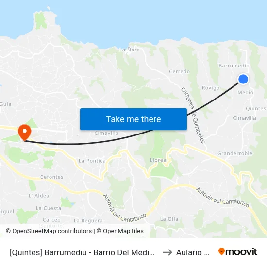 [Quintes]  Barrumediu - Barrio Del Medio [Cta 00539] to Aulario Norte map