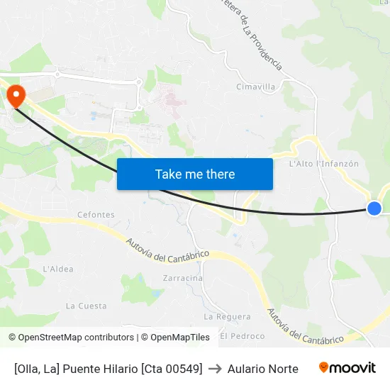[Olla, La]  Puente Hilario [Cta 00549] to Aulario Norte map